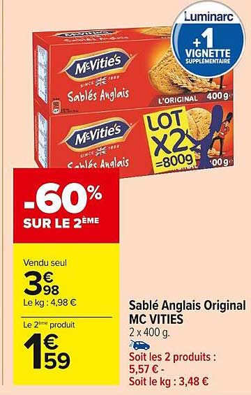 sablé anglais original mc vities
