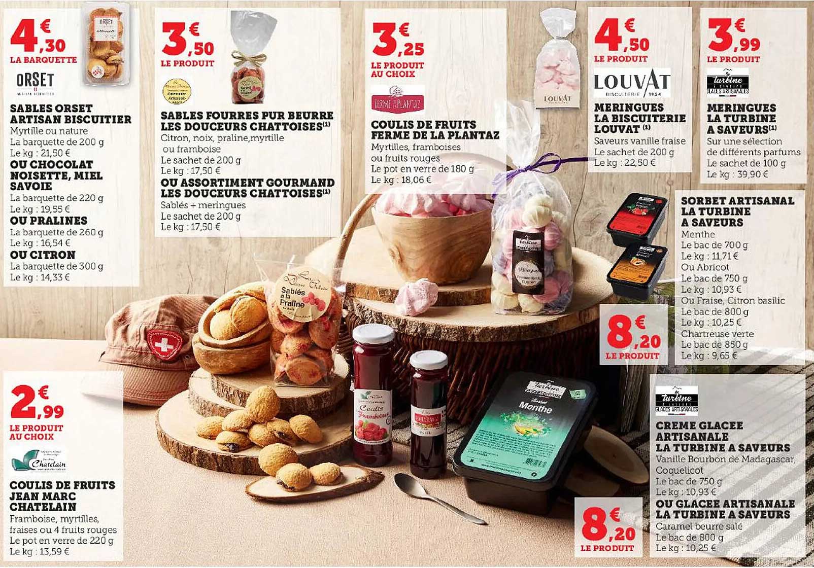 sables orset artisan biscuitier ou chocolat noisette, miel savoie ou pralinés ou citron, coulis de fruits jean marc chatelain, sables fourrés pur beurre les douceurs chattoises ou assortiment gourmand