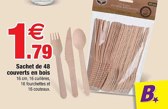 Sachet De 48 Couverts En Bois