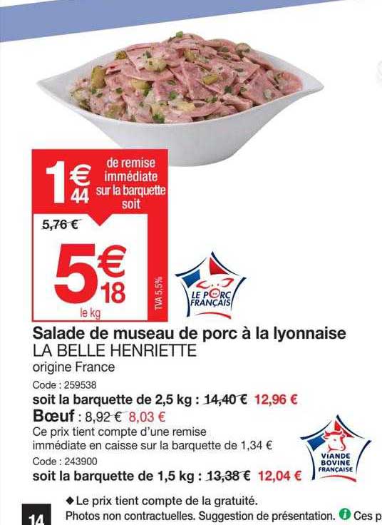 Salade De Museau De Porc à La Lyonnaise La Belle Henriette