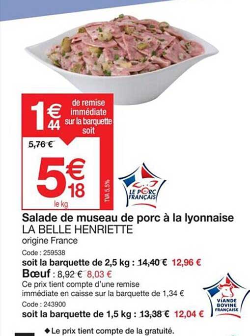 Salade De Museau De Porc à La Lyonnaise La Belle Henriette