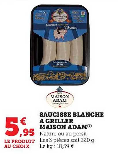 Saucisse Blanche à Griller Maison Adam