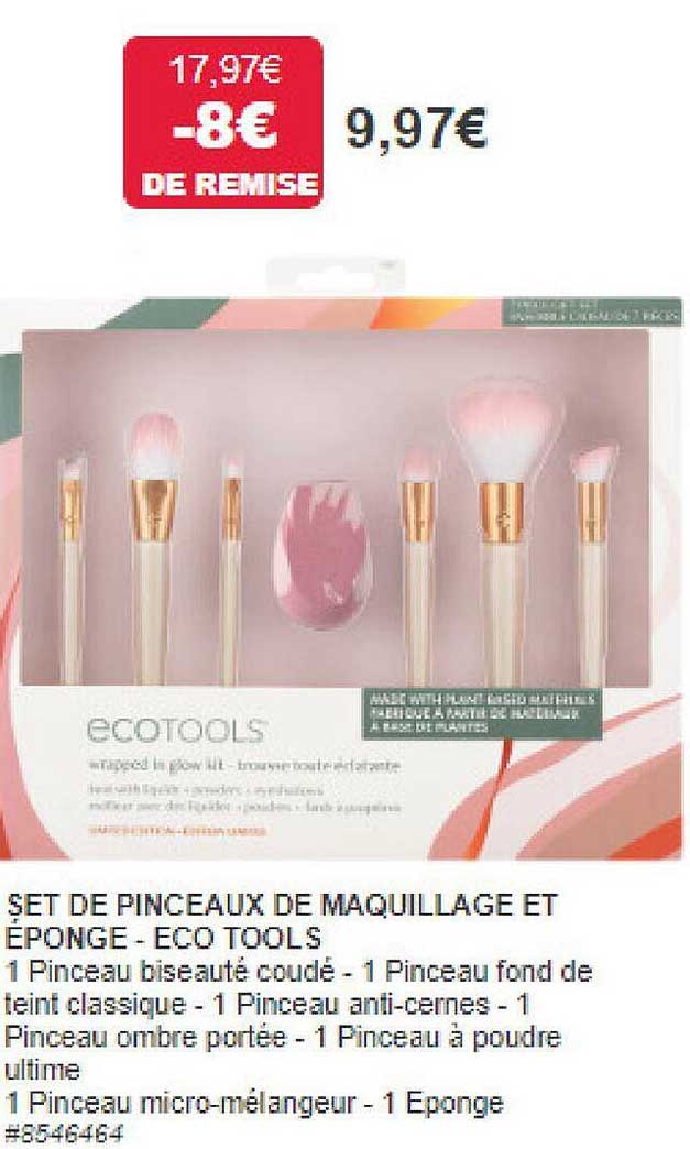 set de pinceaux de maquillage et éponge - eco tools