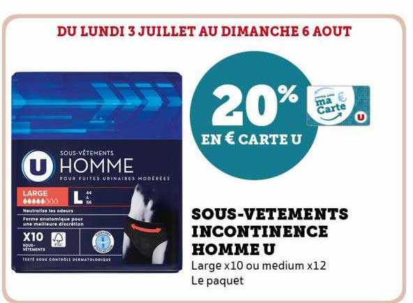 sous-vêtements incontinence homme u