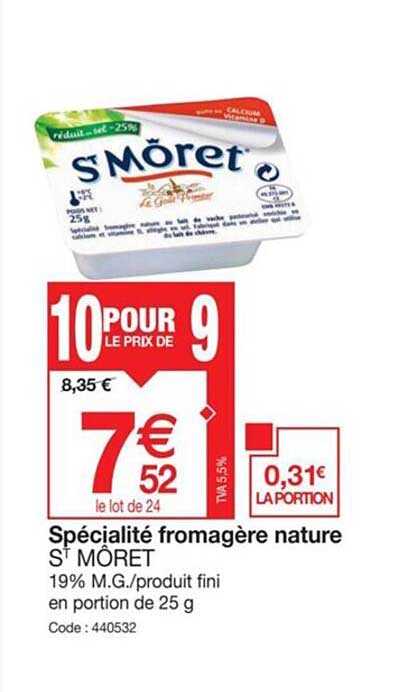 spécialité fromagère nature st môret