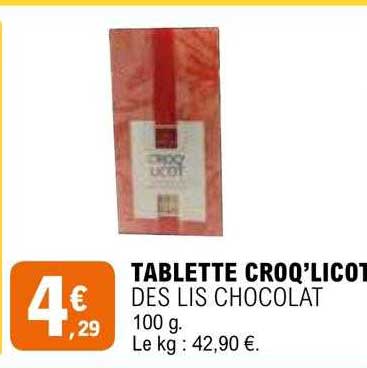 tablette croq'licot des lis chocolat