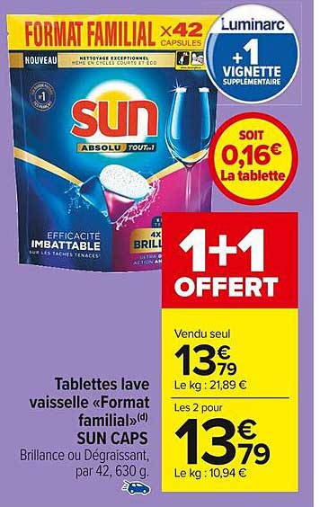 tablettes lave vaisselle «format familial» sun caps