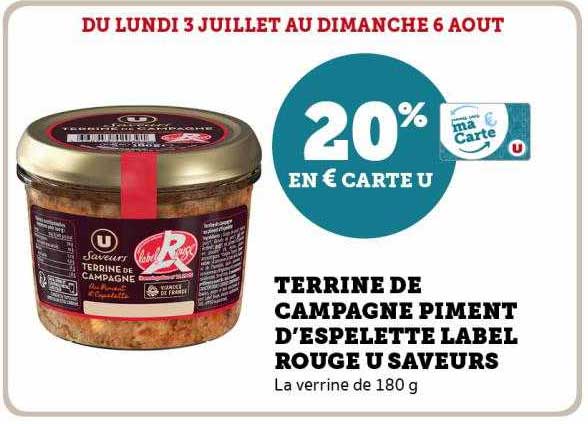 terrine de campagne piment d'espelette label rouge u saveurs
