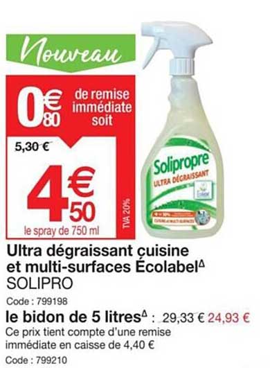 Ultra Dégraissant Cuisine Et Multi-surfaces écolabel Solipro