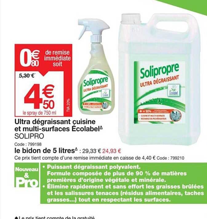 ultra dégraissant cuisine et multi-surfaces écolabel solipro