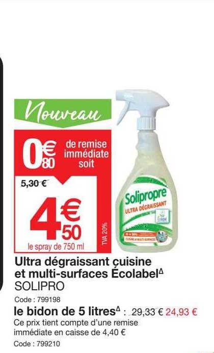ultra dégraissant cuisine et multi-surfaces écolabel solipro