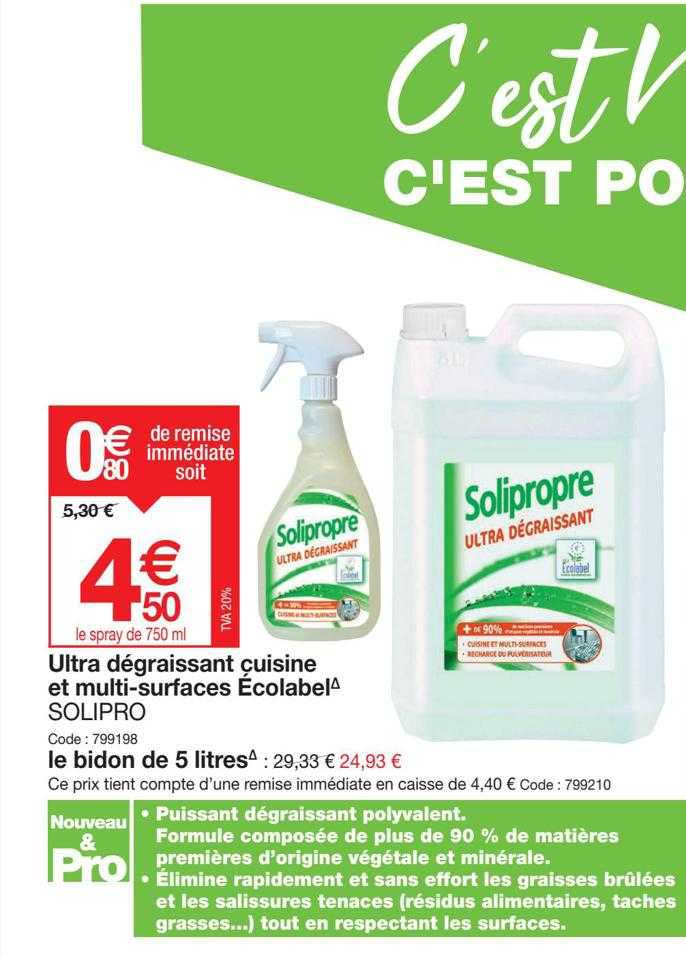 ultra dégraissant cuisine et multi-surfaces écolabel solipro