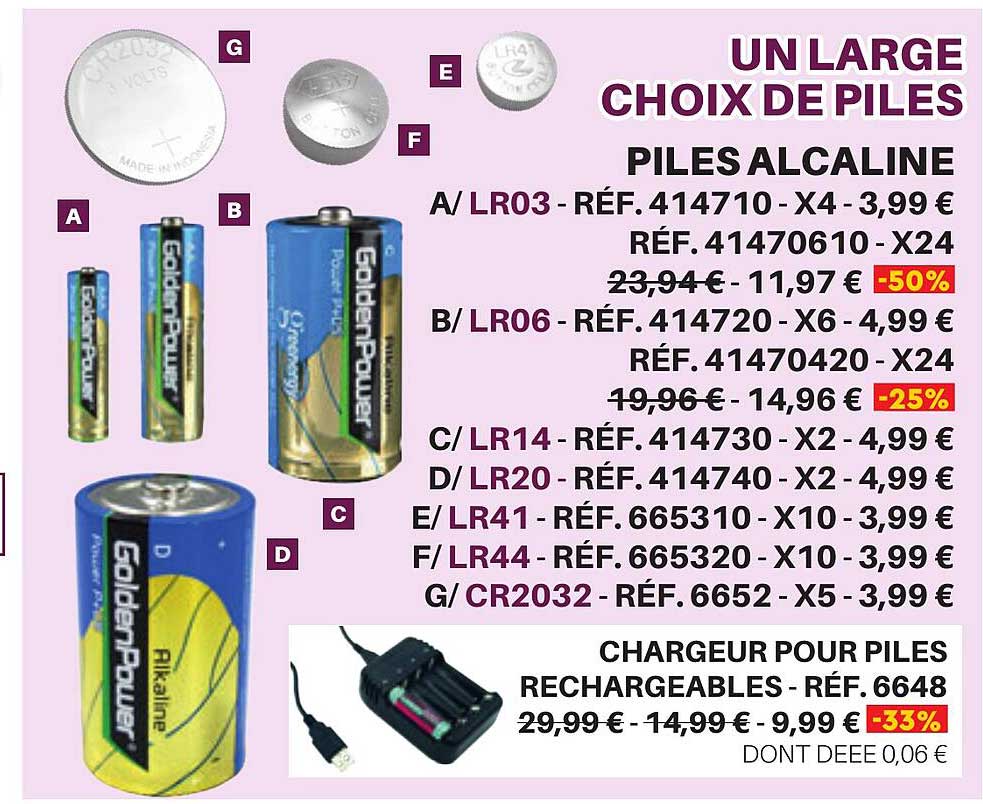 un large choix de piles piles alcaline