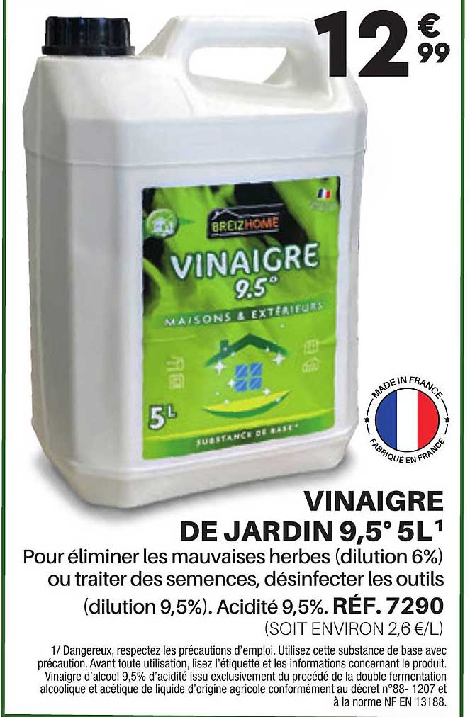 vinaigre de jardin 9,5° 5l