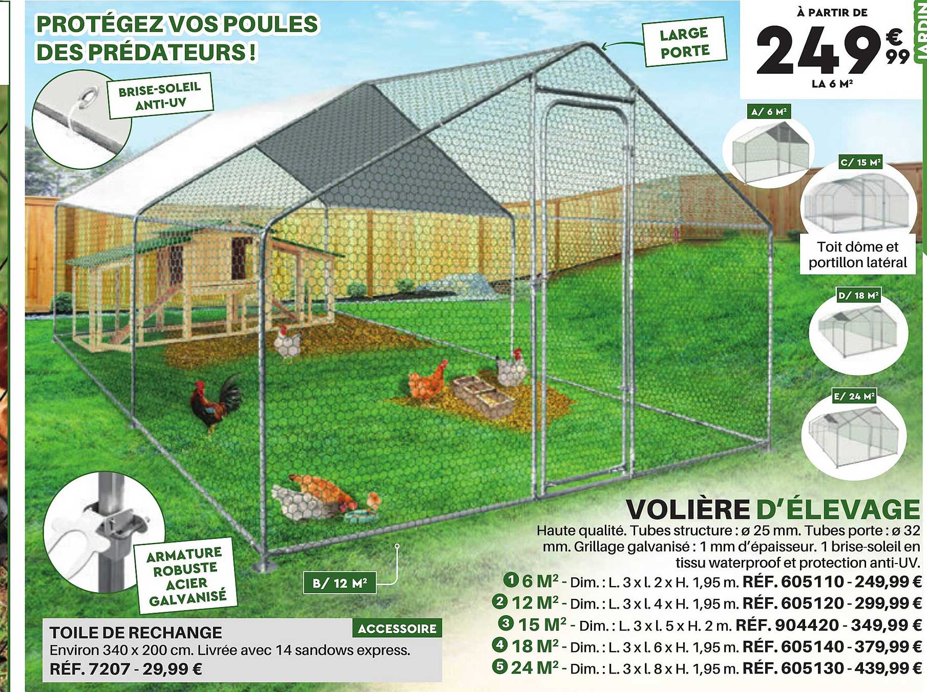 volière d'élevage ou toile de rechange