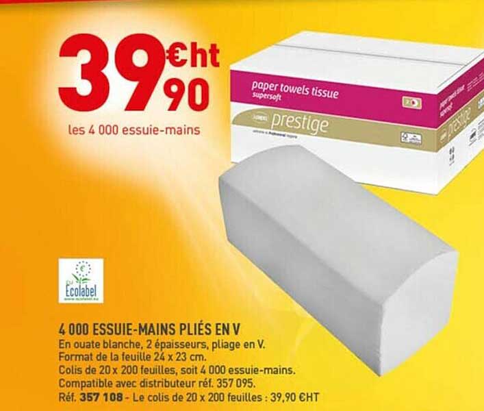 4000 essuie-mains pliés en v