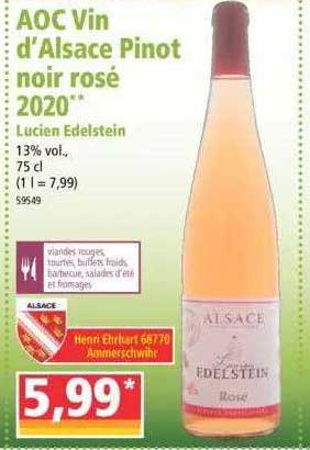 aoc vin d'alsace pinot noir rosé 2020 lucien edelstein