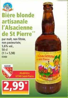 bière blonde artisanale l'alsacienne de st pierre