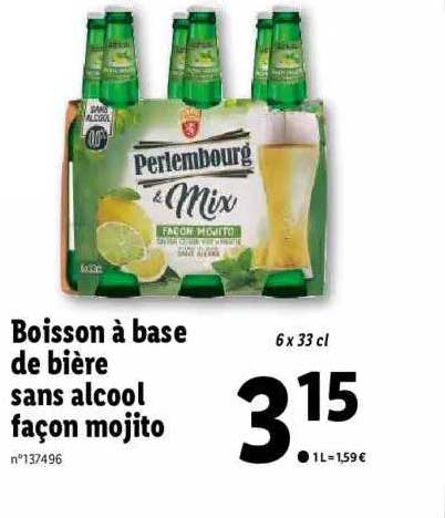 boisson à base de bière sans alcool façon mojito
