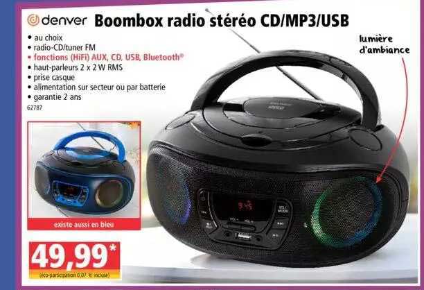 boombox radio stéréo cd - mp3 - usb denver