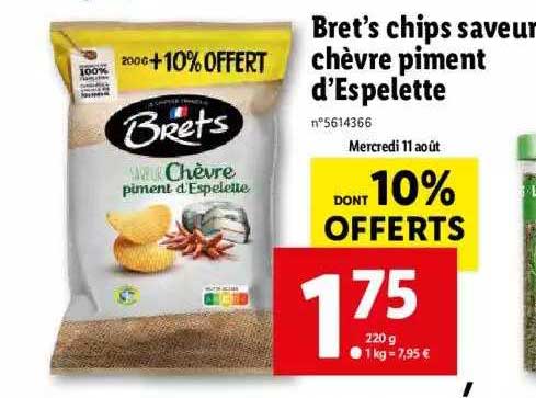 bret's chips saveur chèvre piment d'espelette