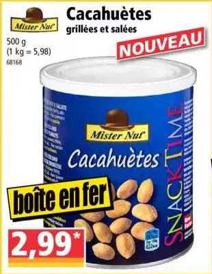 cacahuètes grillées et salées mister nut
