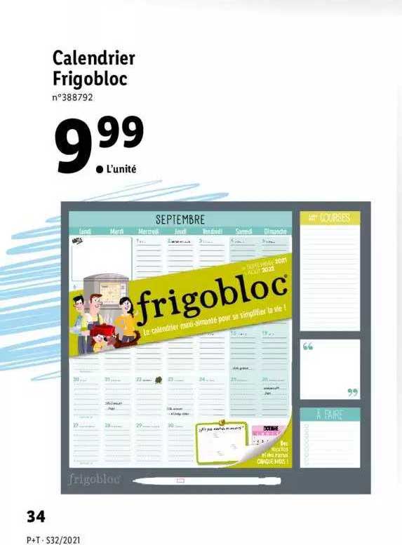 Calendrier Frigobloc