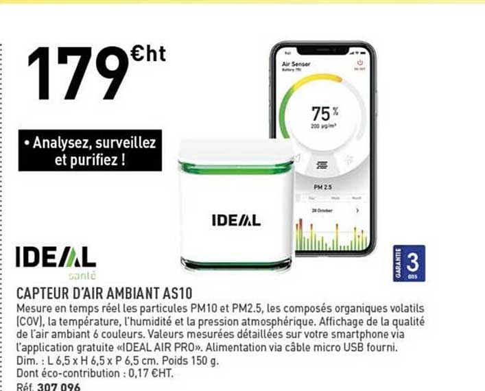 capteur d'air ambiant as10 ideal