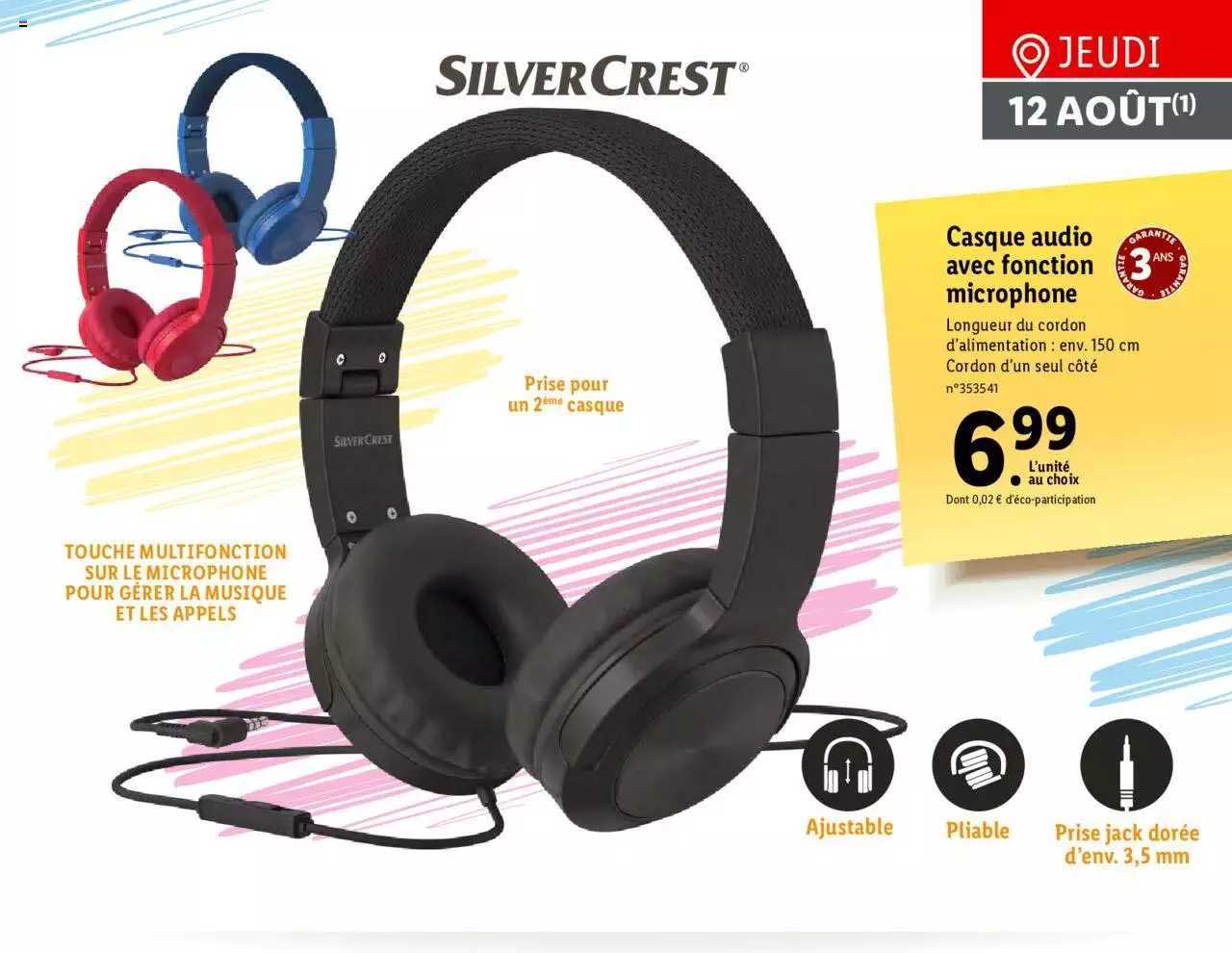casque audio avec fonction microphone silver crest
