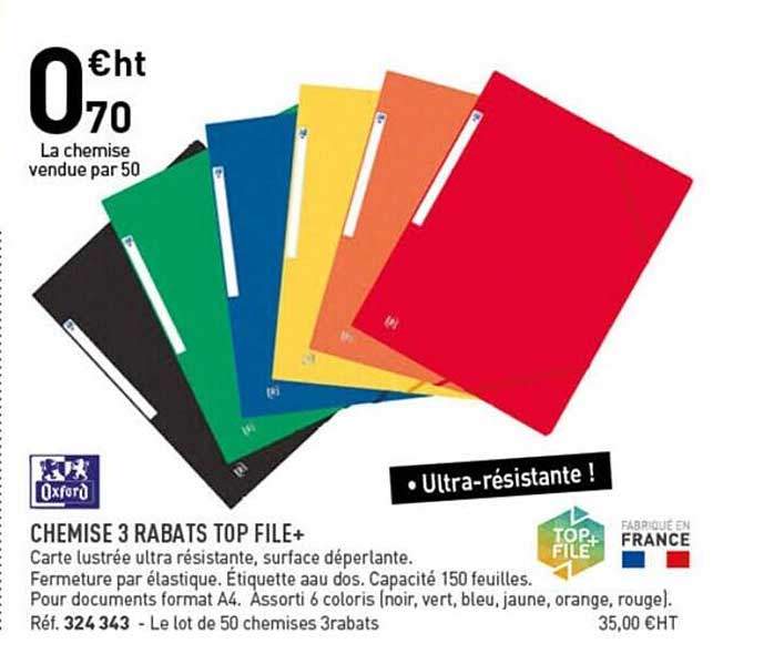 chemise 3 rabats top file+ oxford