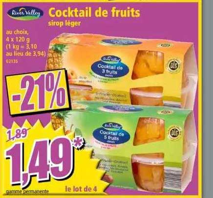 cocktail de fruits sirop léger river valley