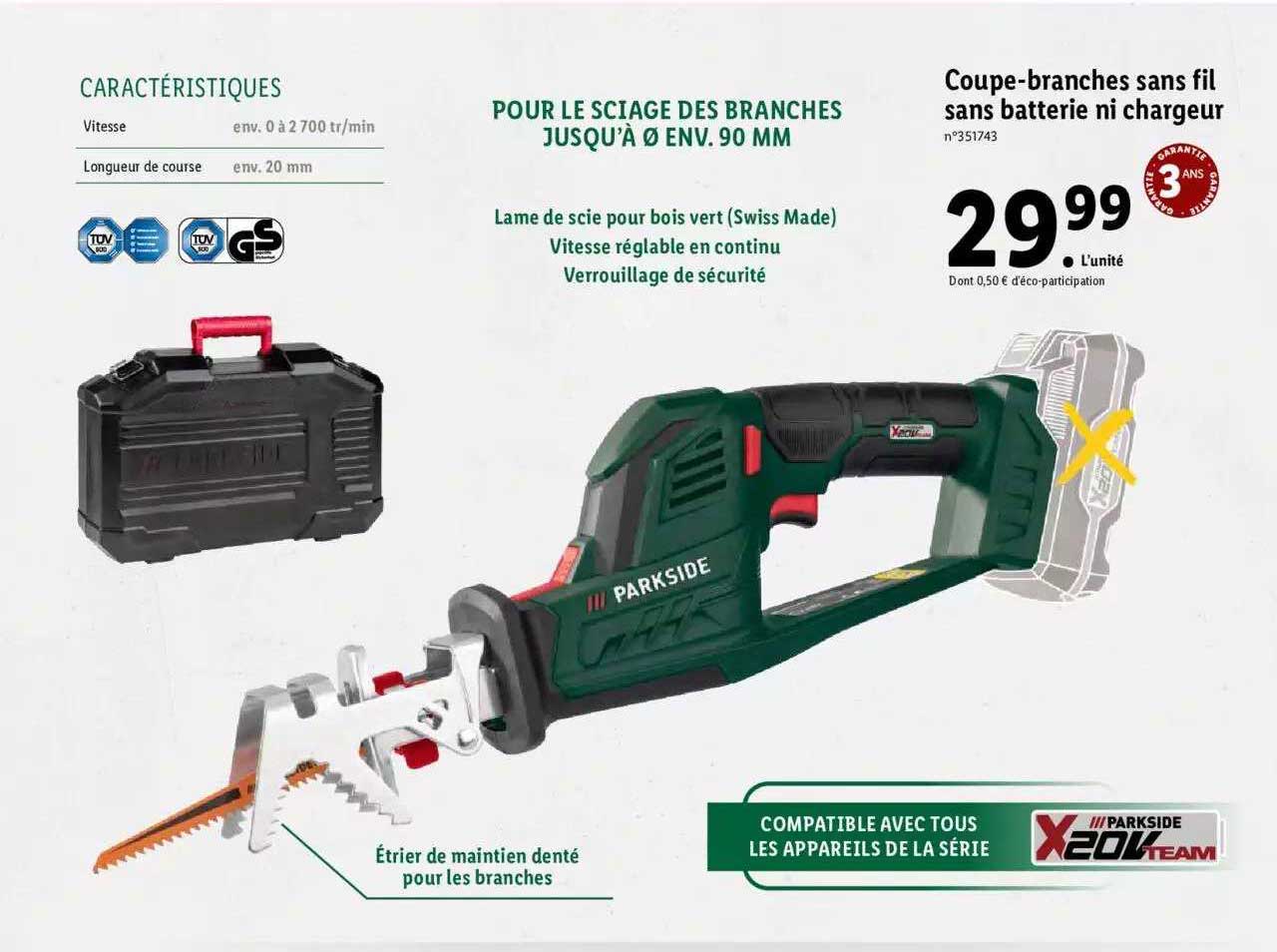 Coupe-branches Sans Fil Sans Batterie Ni Chargeur Parkside