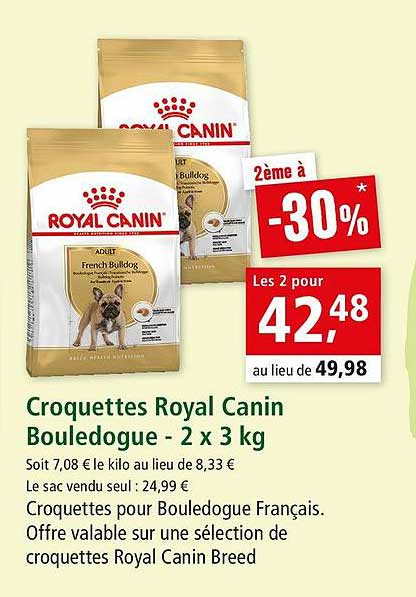 croquettes royal canin bouledogue - 2 x 3 kg