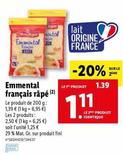 emmental français râpé chêne d'argent