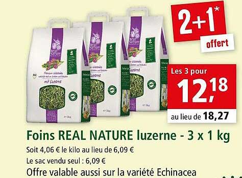 Foins Real Nature Luzerne - 3 X 1 Kg