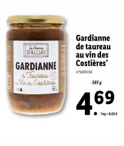 gardianne de taureau au vin des costières