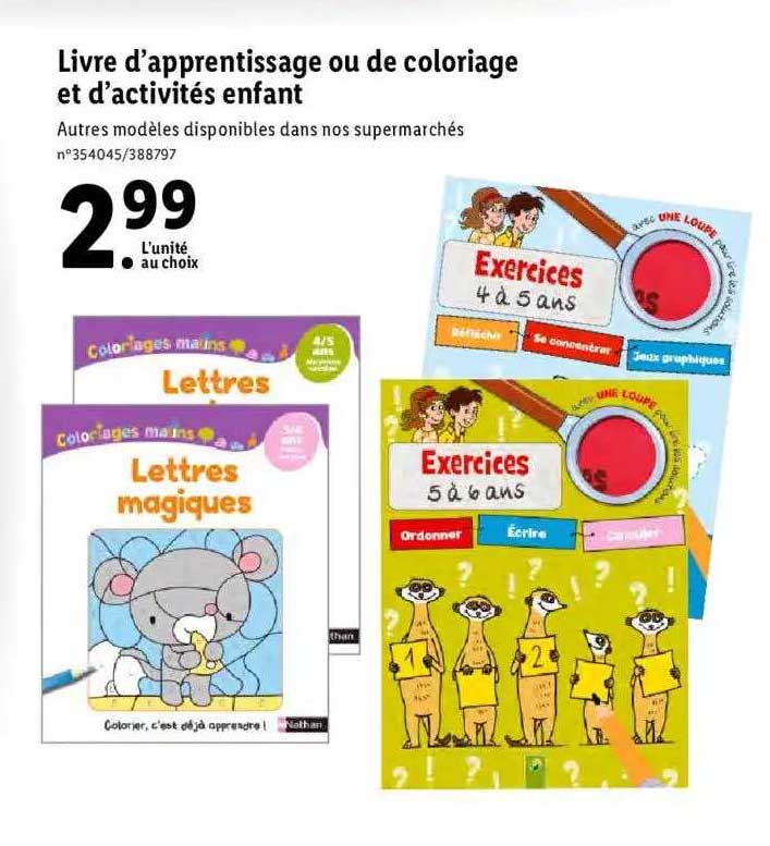 livre d'apprentissage ou de coloriage et d'activités enfant
