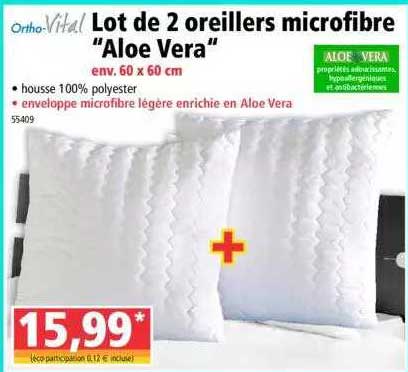 Lot De 2 Oreillers Microfibre "aloé Véra" Ortho-vital