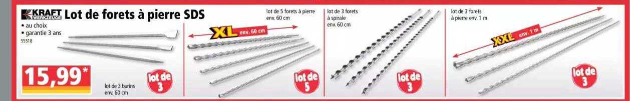 lot de forets à pierre sds kraft