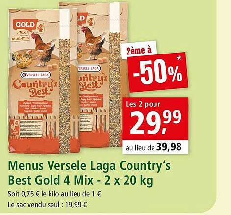 menus versele laga country's best gold 4 mix - 2 x 20 kg
