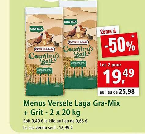 menus versele laga gra-mix + grit - 2 x 20 kg
