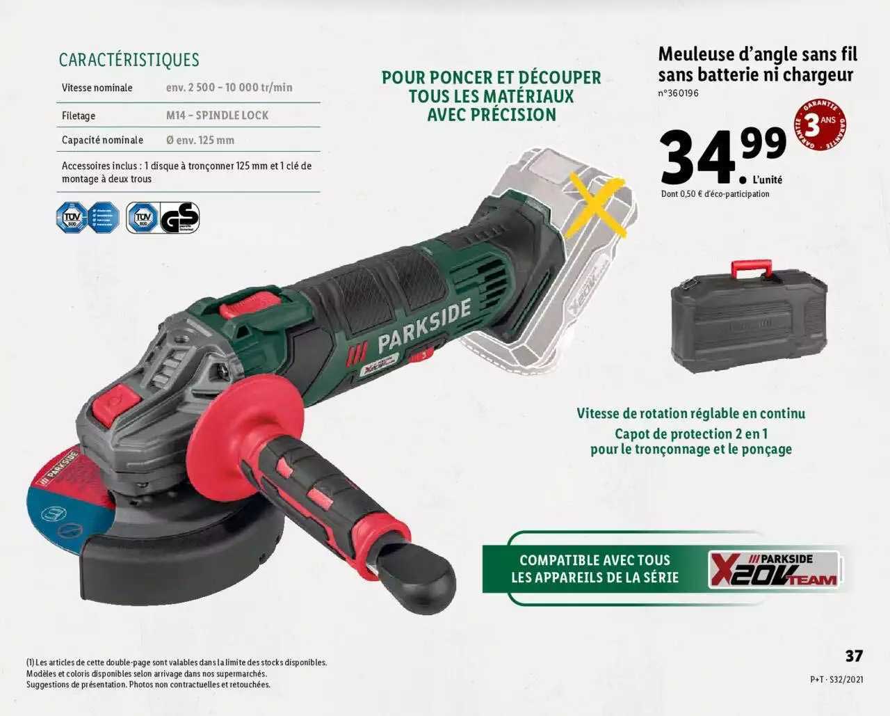 Meuleuse D'angle Sans Fil Sans Batterie Ni Chargeur