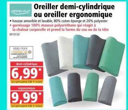 oreiller demi-cylindrique ou oreiller ergonomique ortho-vital