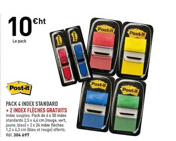 pack 4 index standard + 2 index flèches gratuits