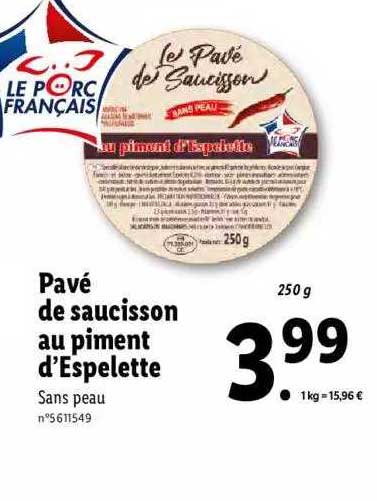 pavé de saucisson au piment d'espelette