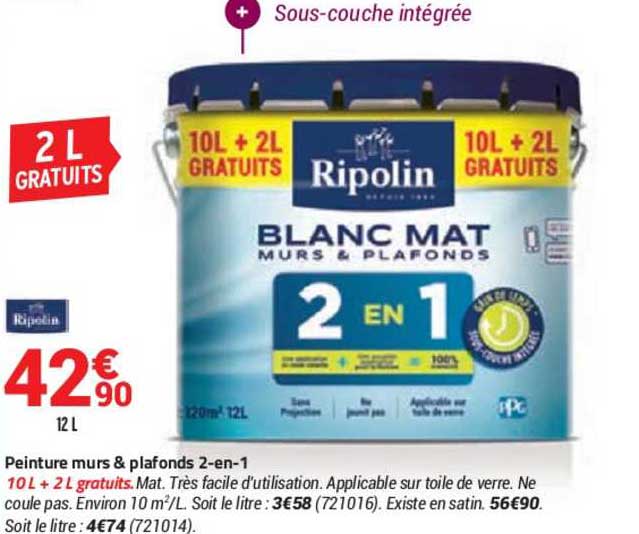 peinture murs & plafonds 2-en-1 ripolin