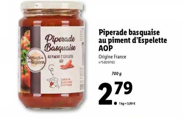 piperade basquaise au piment d'espelette aop