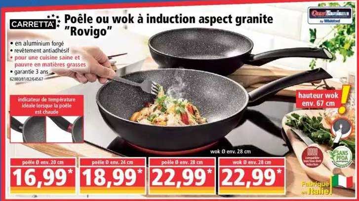 poêle ou wok à induction aspect granite "rovigo" carretta