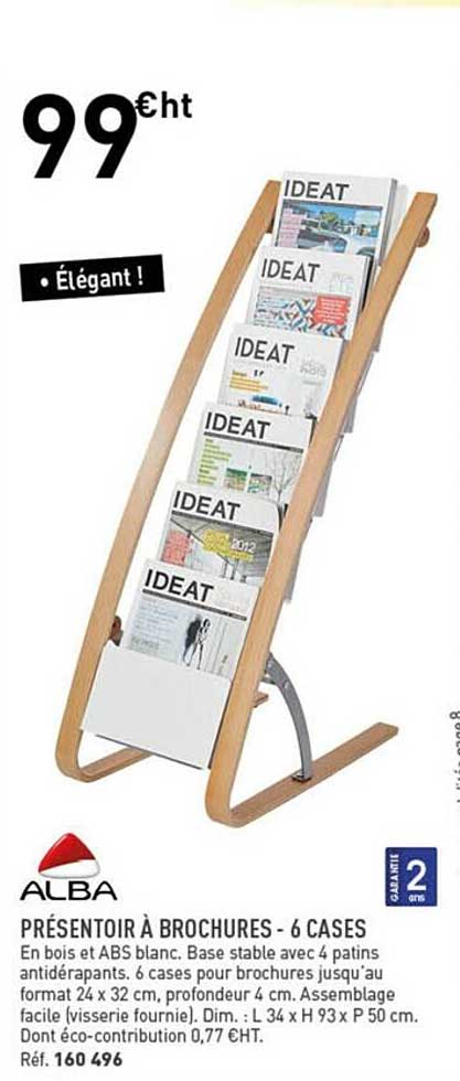 présentoir à brochures - 6 cases alba