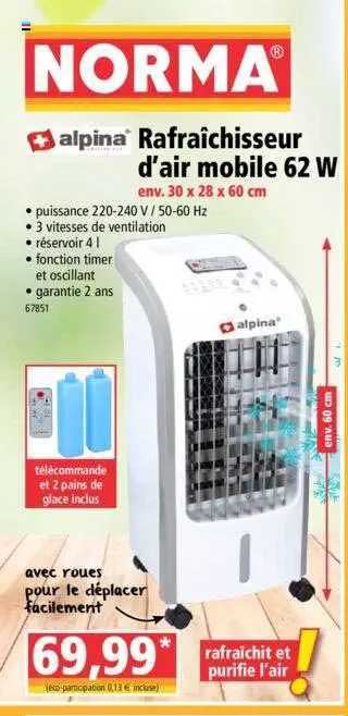 rafraîchisseur d'air mobile 62 w alpina
